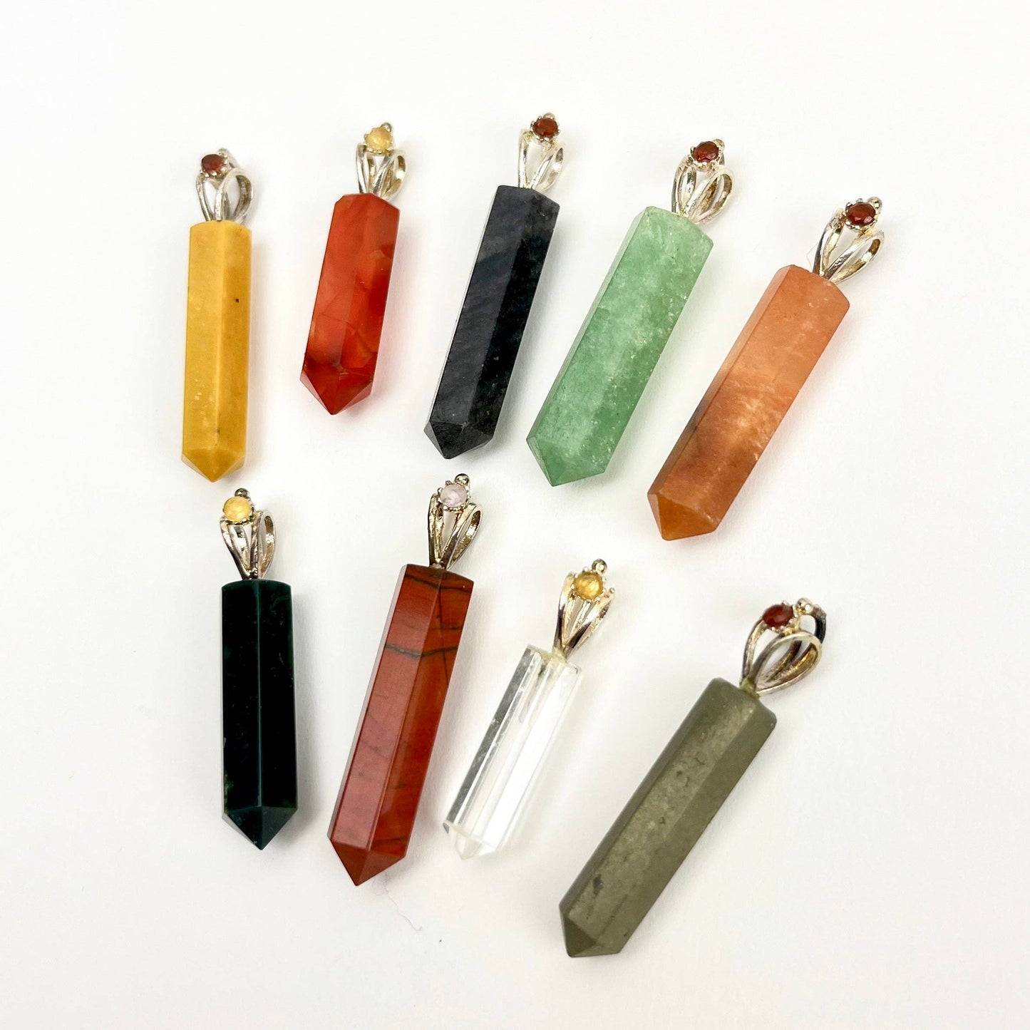 Faceted Crystal Pendant w/ Assorted Gemstone Bail